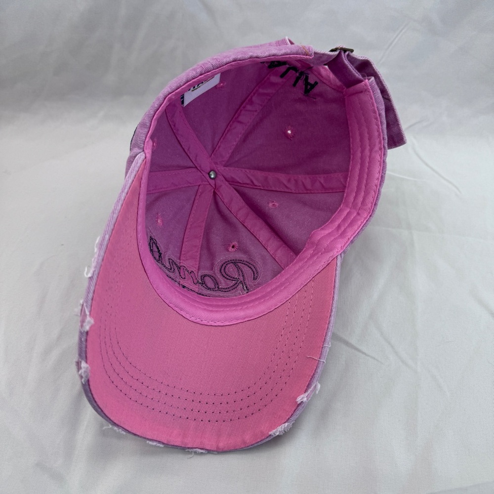 Italia Roma Original 01 Embroidered Distressed Baseball Cap Dad Hat Pink OS Y2K - Picture 9 of 11